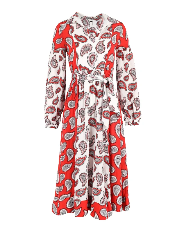 Dodo Bar Or Harrison Paisley-print Midi Dress In Red Silk