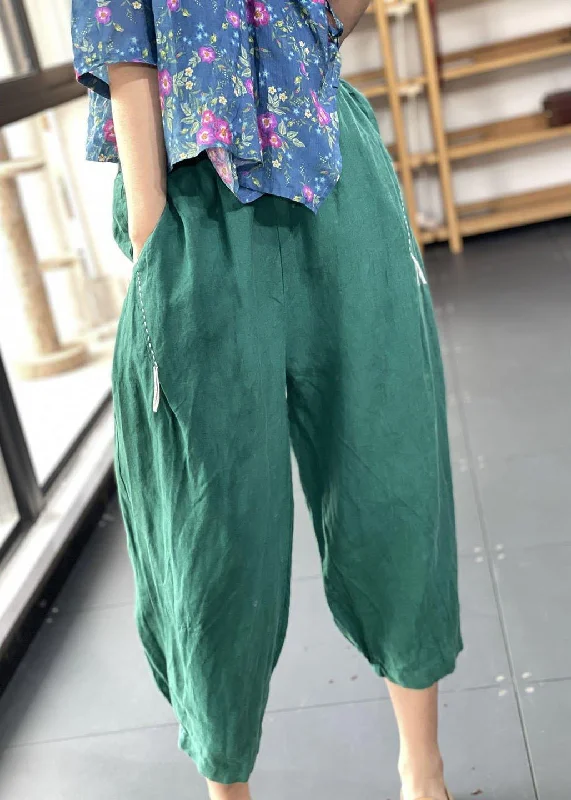 Organic Green Pockets Loose Harem Fall Pants