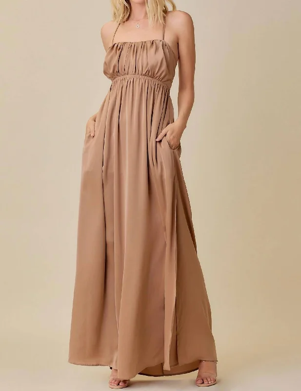 The Wait Is Over Maxi Dress In Latte