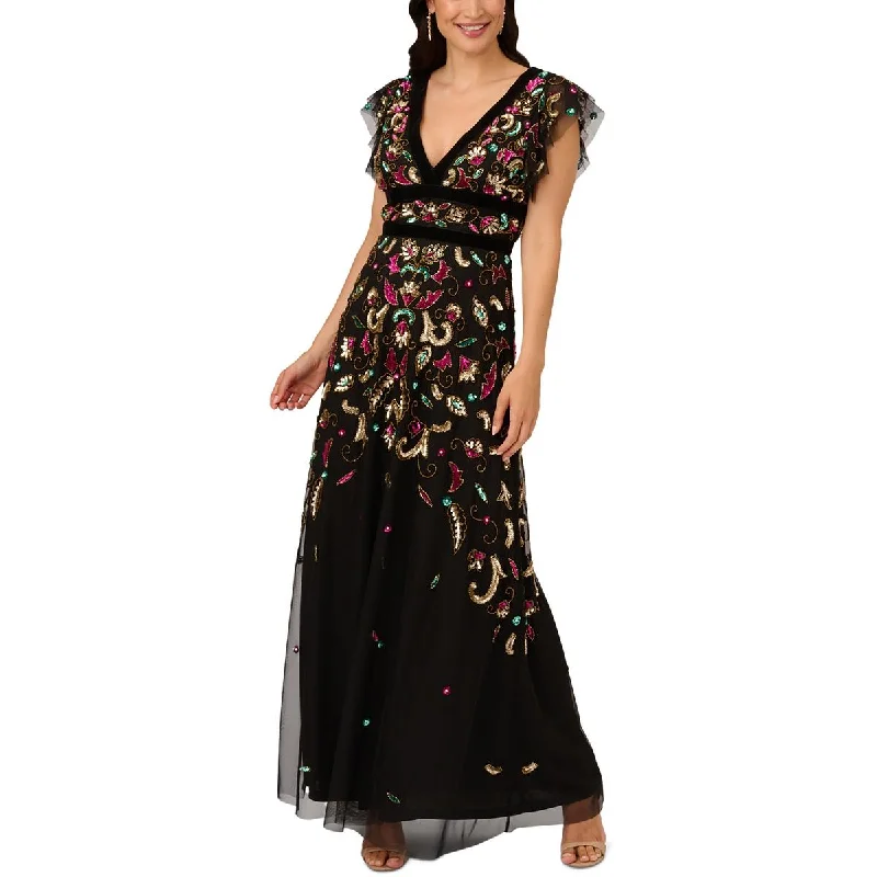 Womens Embellished Sequined Maxi Dress