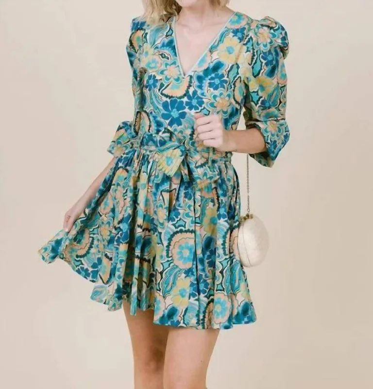 Emma Mini Dress In Sapphire Daisy