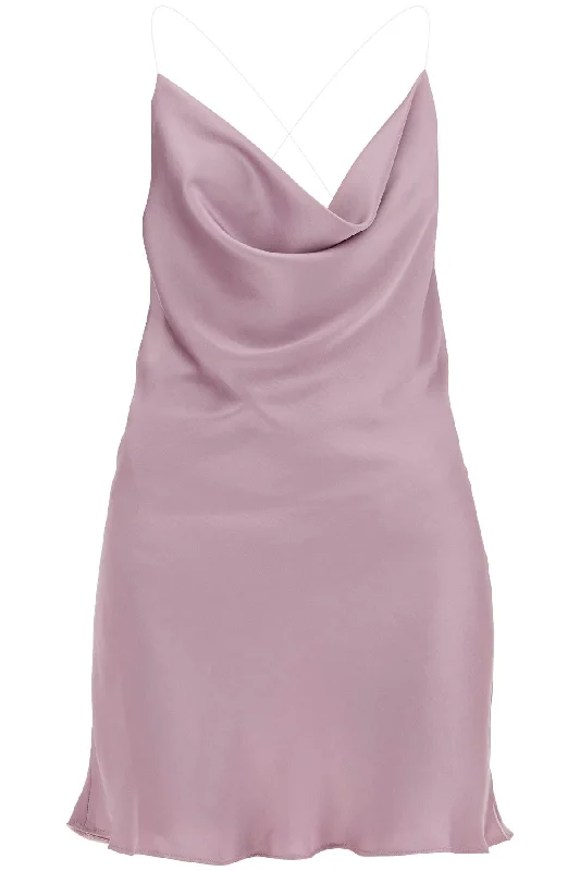 Y Project Women's Mini Satin Slip Dress With Spaghetti Straps