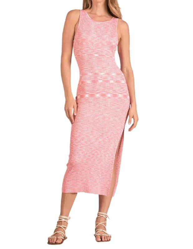 Maxi Back Twist Cut Out Dress In Pink/white