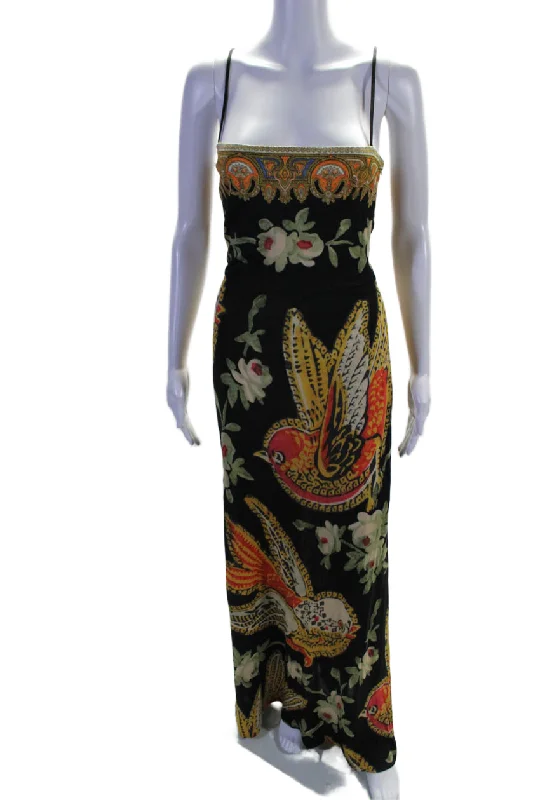 Etro Womens Floral Paisley Print Sleeveless Maxi Dress Black