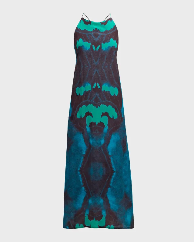 Roma Abstract-Print Halter Midi Dress