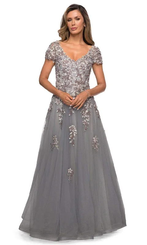 La Femme 27968SC - V-Neck Tulle Formal Gown