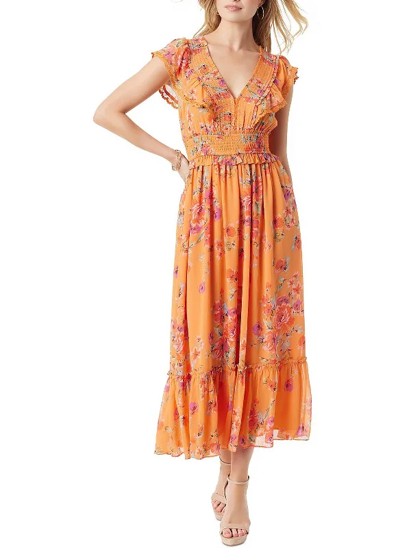 Womens Floral Print Long Maxi Dress