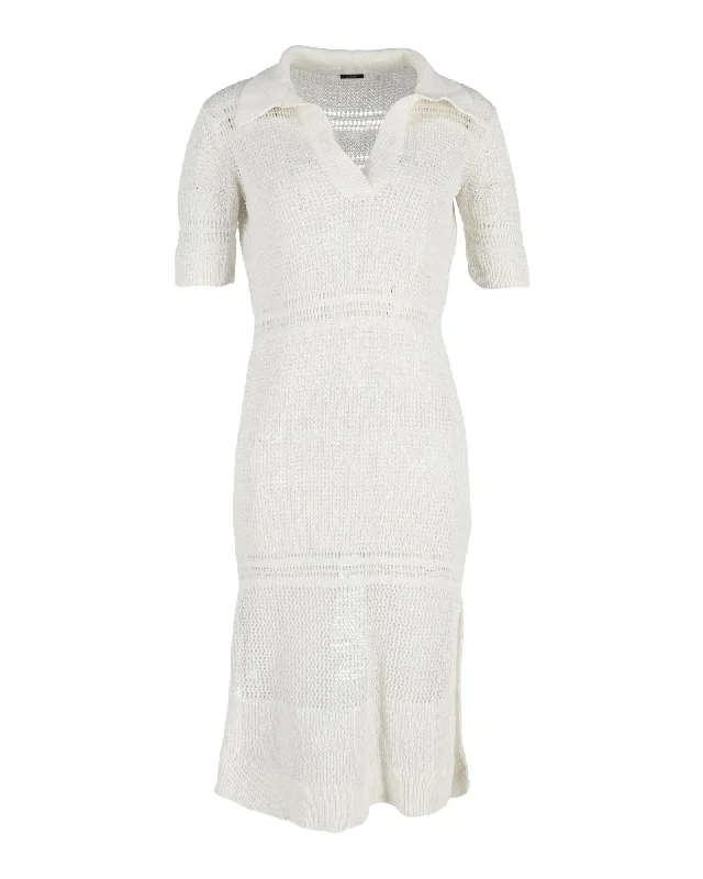 Joseph Knitted Midi Dress in Cream Viscose