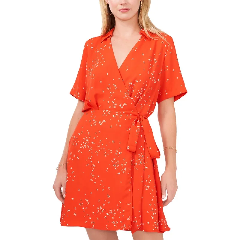 Womens Faux Wrap Mini Shirtdress