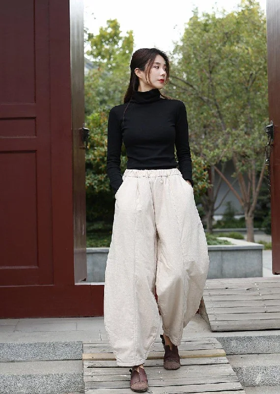 Cotton Linen Leisure Elastic Waist Warm Harem Pants 2020