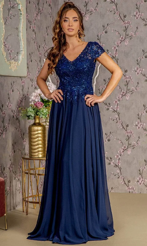 GLS by Gloria GL3450 - V-Neck Sequin Formal Dress