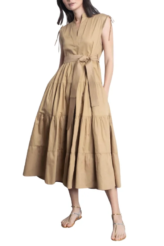 Virginia Midi Dress In Khaki