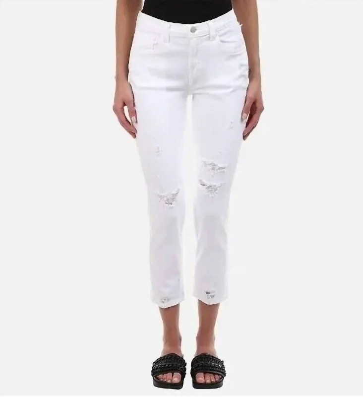 Sadey Classic Mid Rise Stretch Denim Skinny Jeans In White