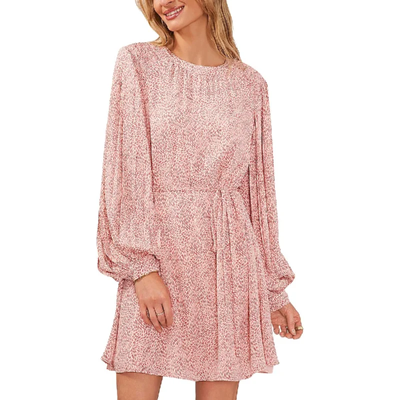 Womens Smocked Knee-Length Mini Dress