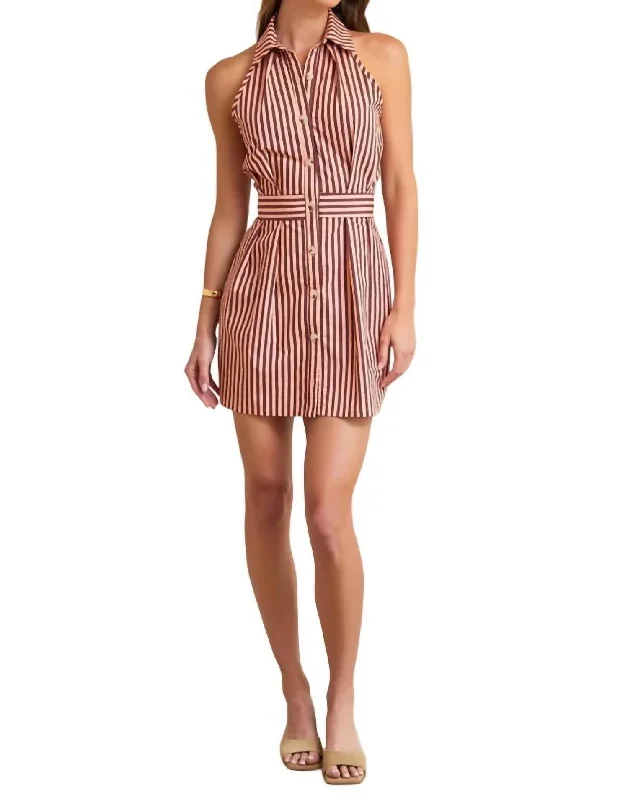 Domino Mini Dress In Oxblood Stripe