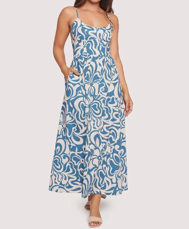 Milos Cove Maxi Dress In Blue/white Floral