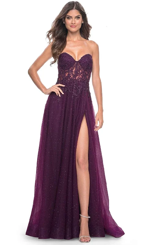 La Femme 32253 - Embroidered Strapless A-Line Prom Gown