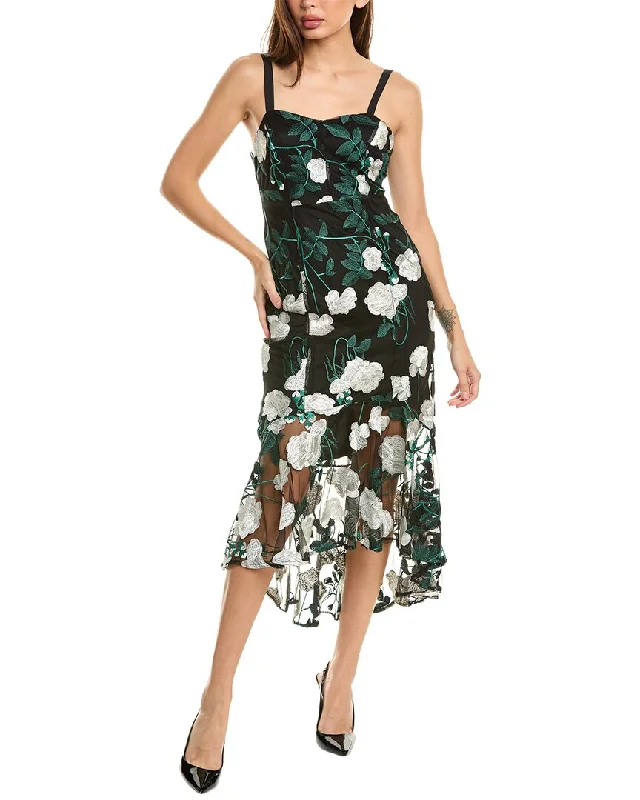 Sam Edelman Vine Flower Embroidery Midi Dress