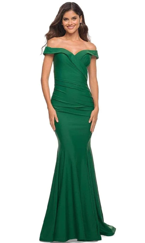 La Femme - 30736 Ruched V-Neck Mermaid Gown