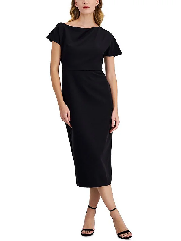 Womens Midi Boat Neck Cocktail And Party Dress