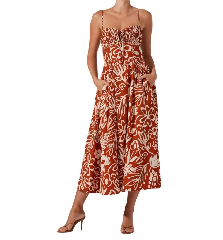 Sarai Maxi Dress In Burnt Orange/cream