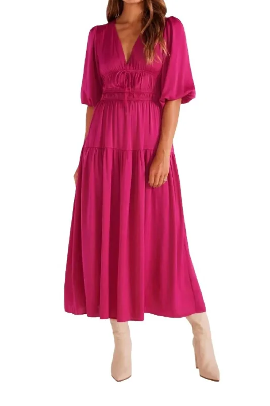 Safira Midi Dress In Berry