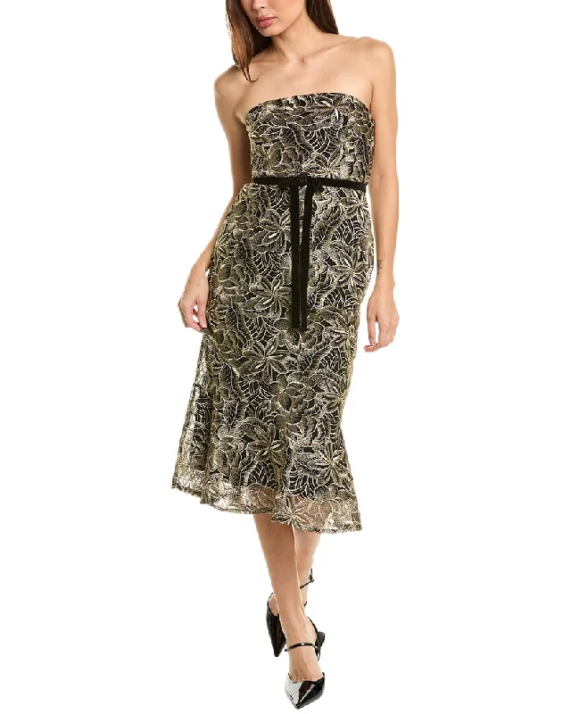 Sam Edelman Platinum Leafy Embroidery Midi Dress