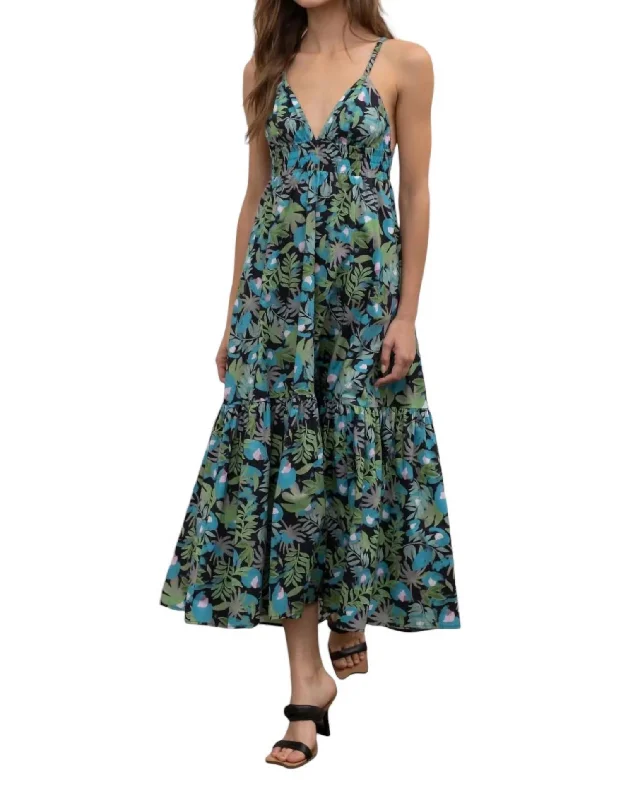 Sweetheart Floral Midi Dress In Botanical