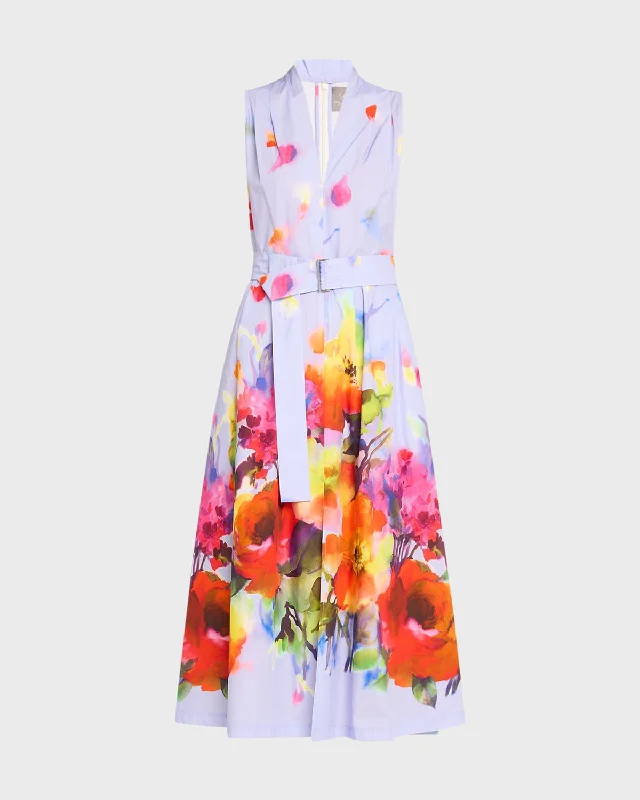 Margot Belted Floral Print Midi Dress