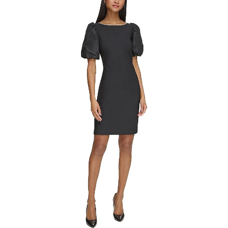 Womens Mixed Media Mini Sheath Dress