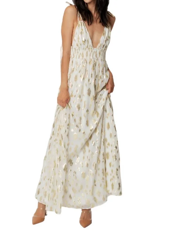 Lurex Maxi Dress In Ivory