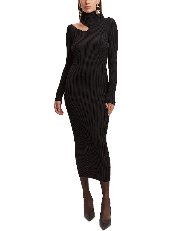 Womens Ribbed Sweater Dress Midi Dress