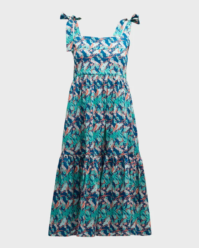 Gabriela Tiered Abstract-Print Midi Dress