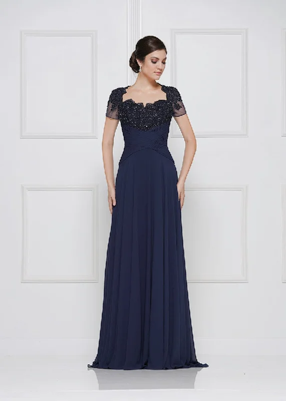 Rina Di Montella - RD2649 Beaded Ruched Bodice Chiffon A-Line Dress