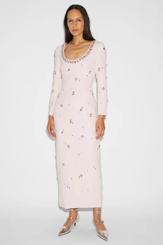 MADELYN DRESS ROSE EMBELLISHED CREPE