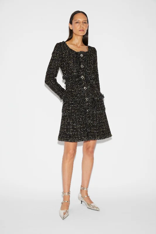 NATASHA COAT DRESS BLACK GOLD TWEED