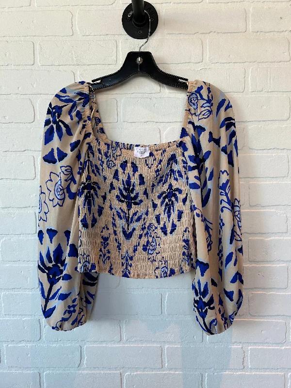 Blue & Cream Top Long Sleeve Sienna Sky, Size M