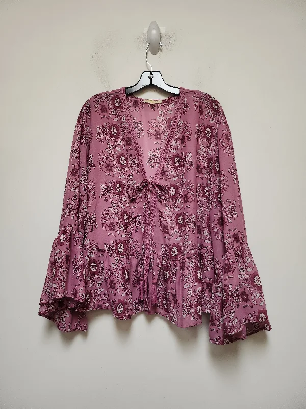 Pink Top Long Sleeve Clothes Mentor, Size M