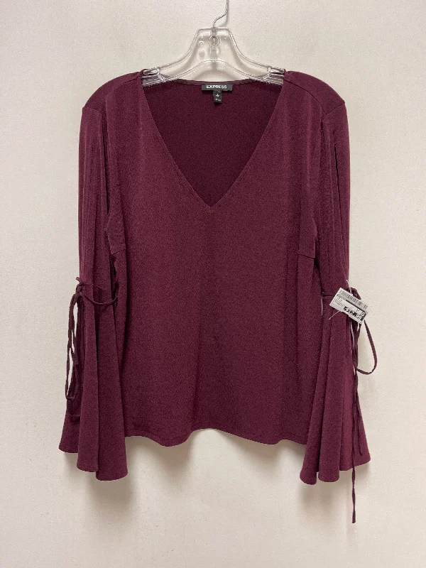 Purple Top Long Sleeve Express, Size Petite L