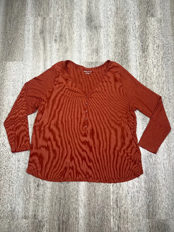 Red Top Long Sleeve Basic Ava & Viv, Size 3x