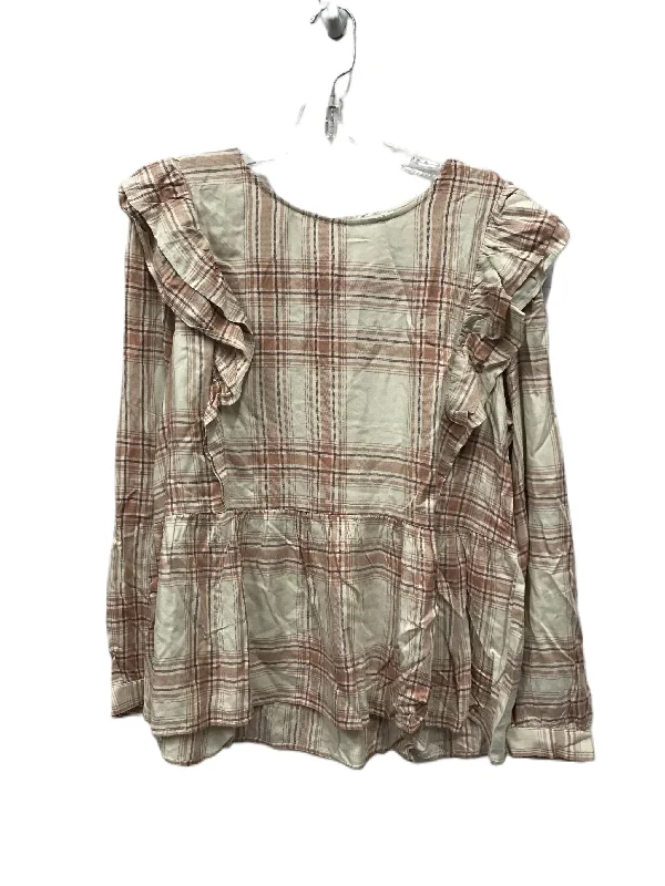 Tan Top Long Sleeve By Loft, Size: L