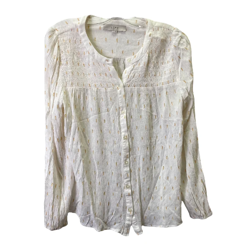 White Top Long Sleeve By Loft, Size: M